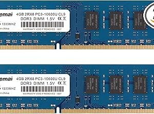 PC3-10600U 8GB Kit (2X4GB) DDR3 10600 1333MHz PC3-10600 4GB 2Rx8 240-pin Dimm CL9 1.5V Desktop RAM Memory Module